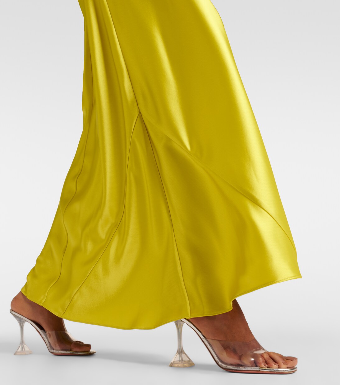 Portico halterneck satin gown in green Galvan Mytheresa