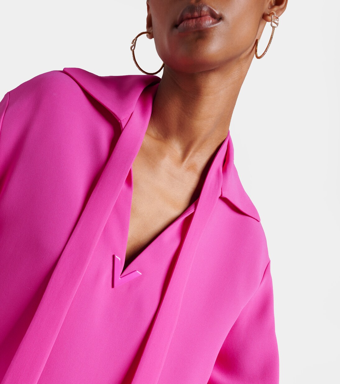 VGold tieneck blouse in pink Valentino Mytheresa