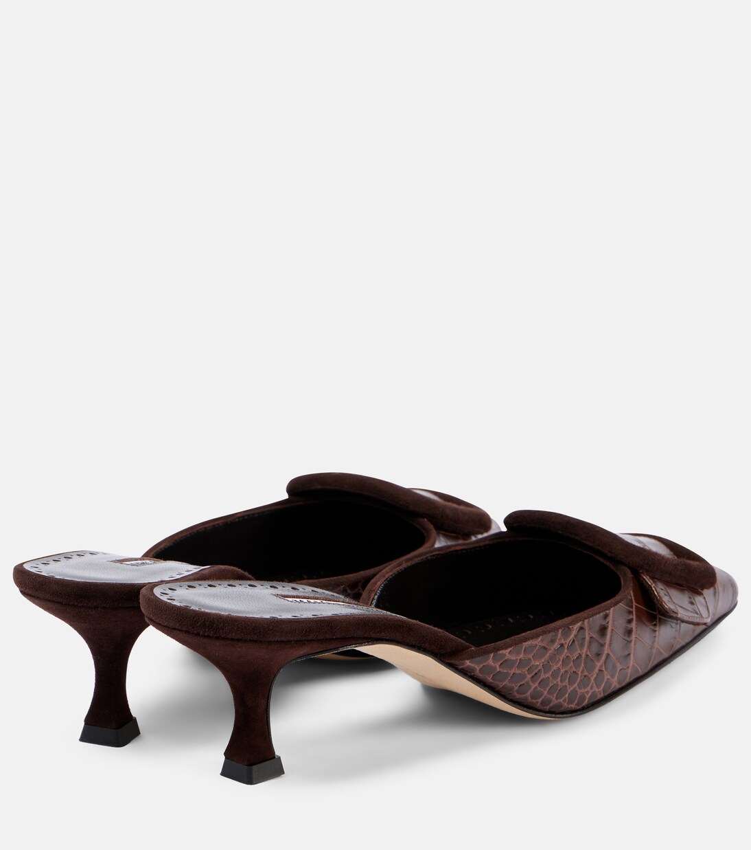 Maysalebi 50 croc-effect leather mules in brown - Manolo Blahnik 