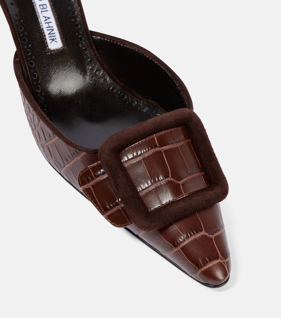 Maysalebi 50 croc-effect leather mules in brown - Manolo Blahnik 