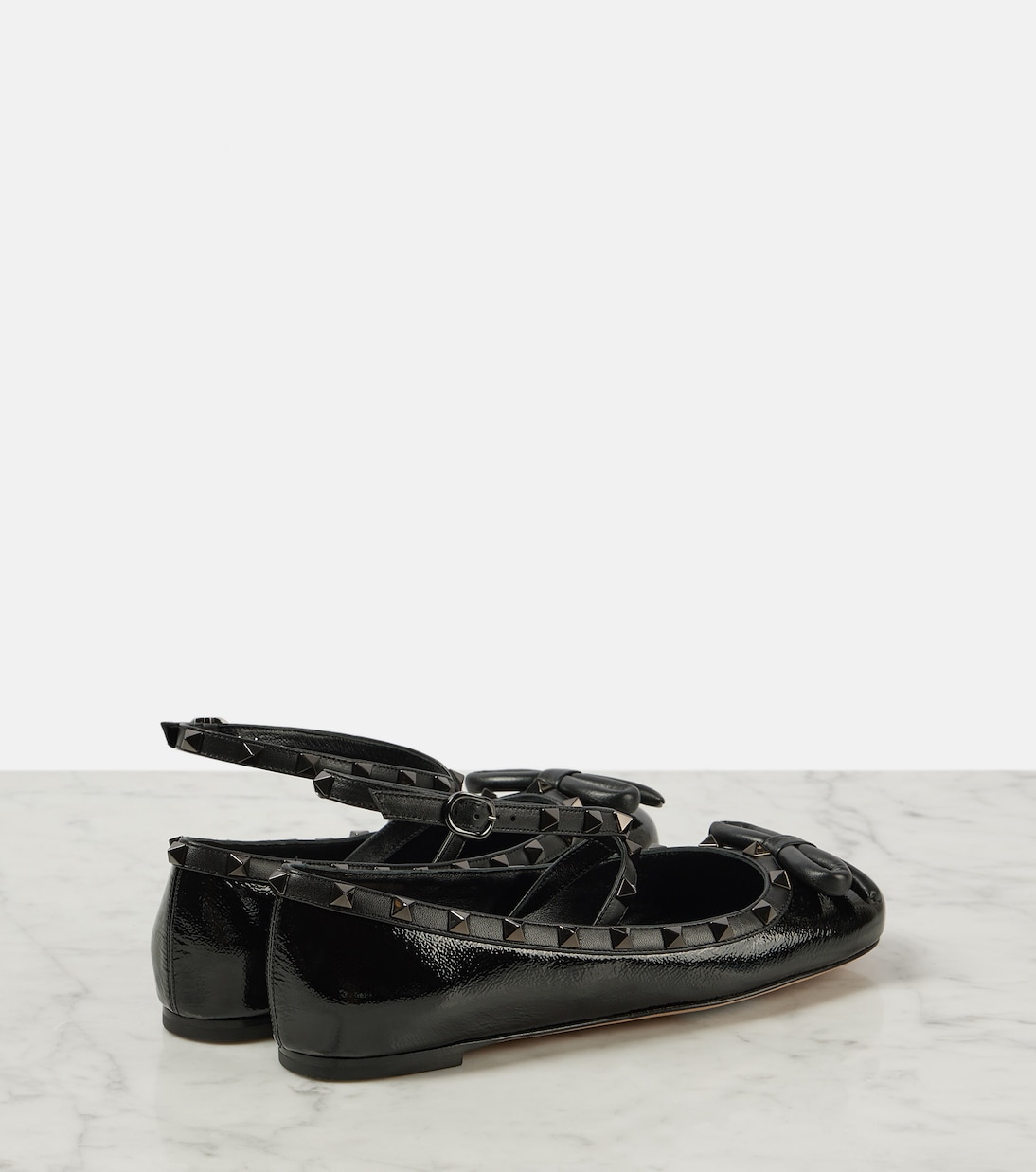 Rockstud patent leather ballet flats in black - Valentino Garavani ...