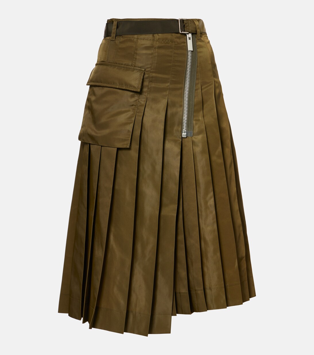 Pleated twill midi skirt in green - Sacai | Mytheresa