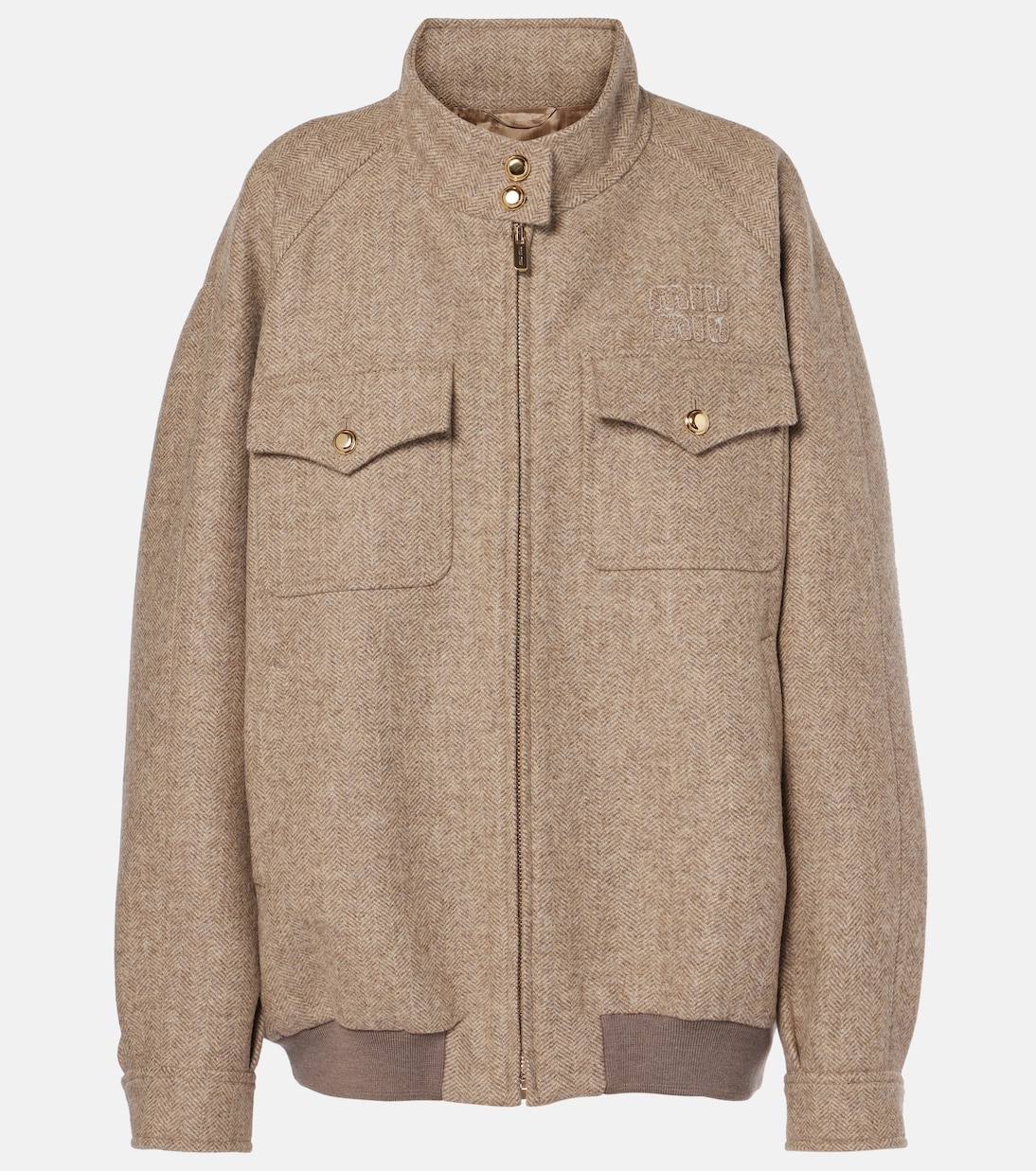 Herringbone wool blouson in brown - Miu Miu | Mytheresa