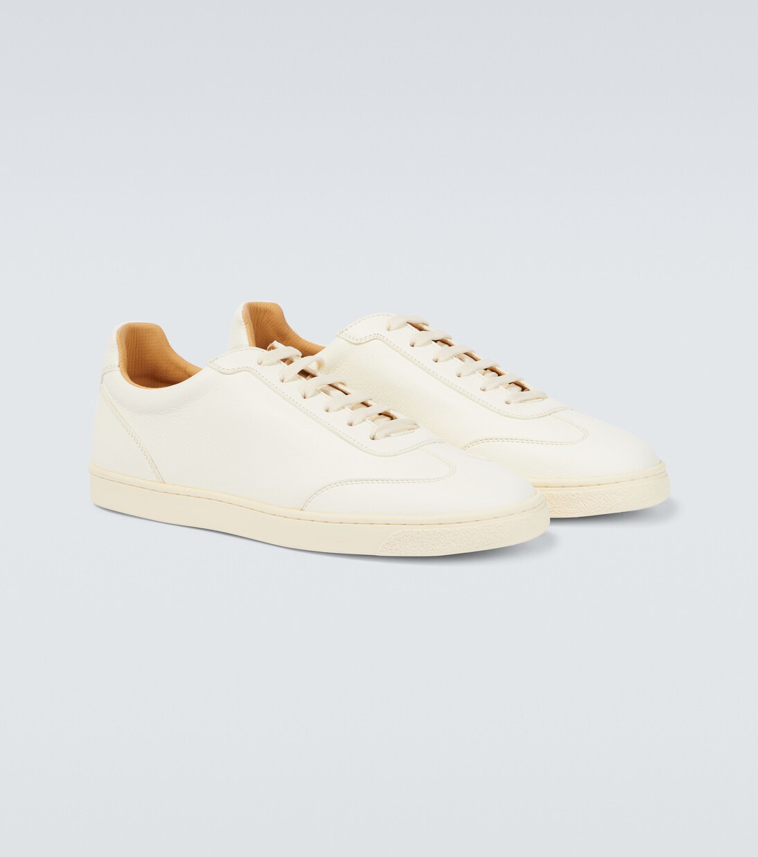 Brunello Cucinelli Men's Leather Sneakers Beige