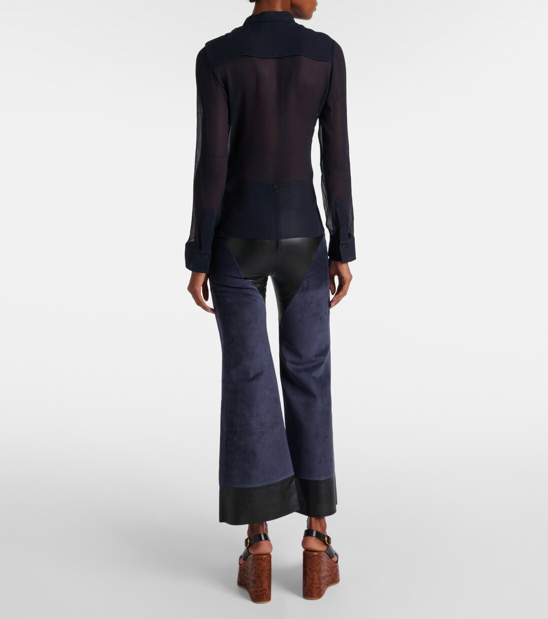 Blue striped chiffon shirt main image 1