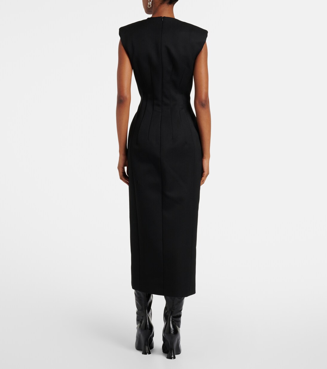Sculpted Bloom Mermaid Black Midi Dress main image 1