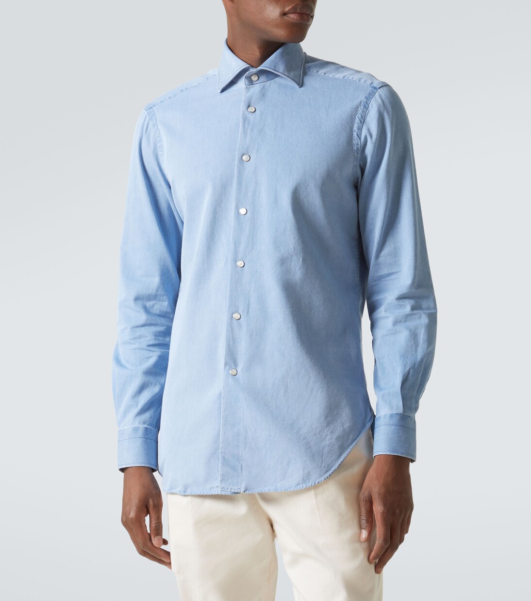 Kiton Denim Cotton Shirt