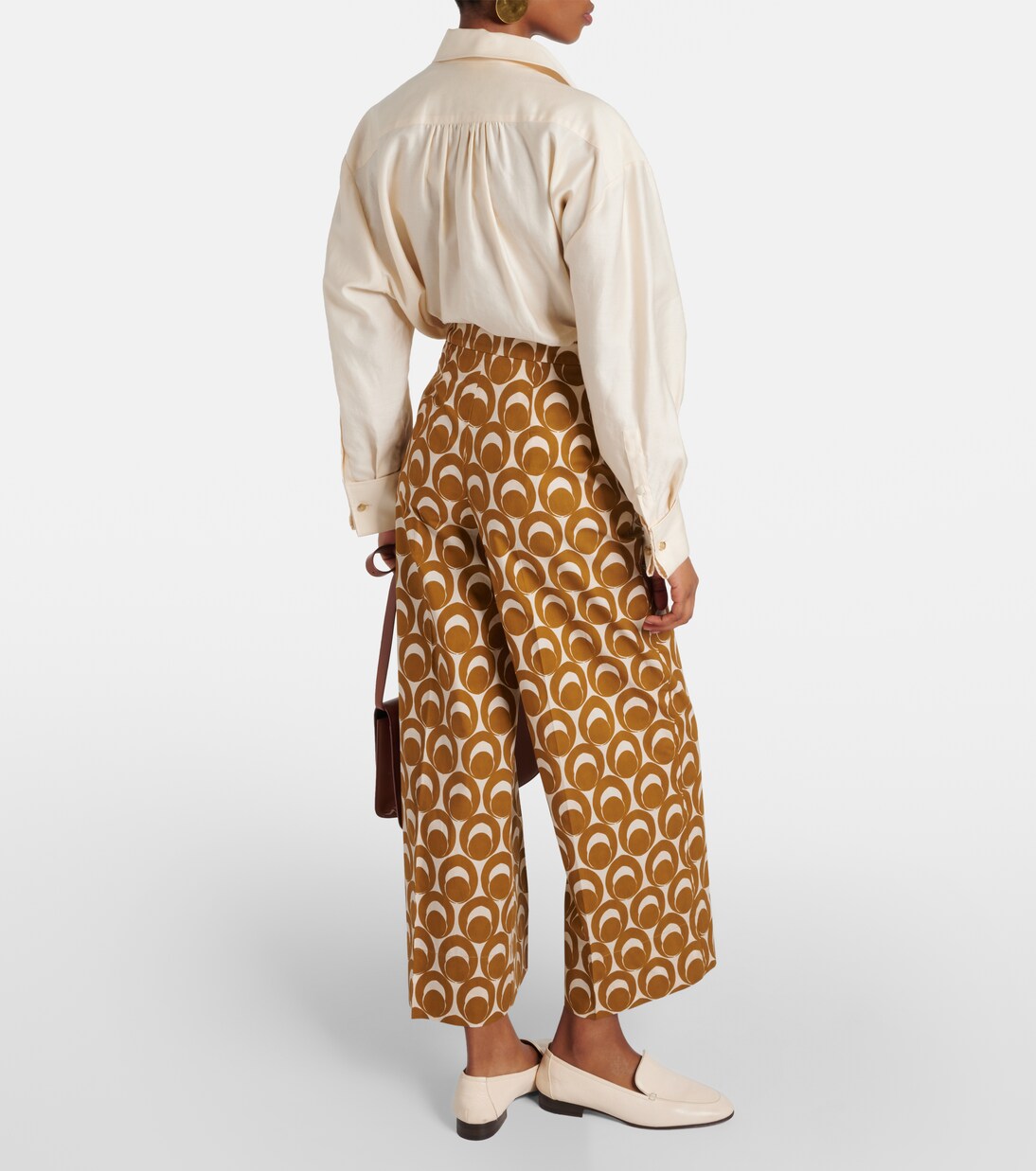 Bray printed cotton poplin wide-leg pants in brown - S Max Mara  