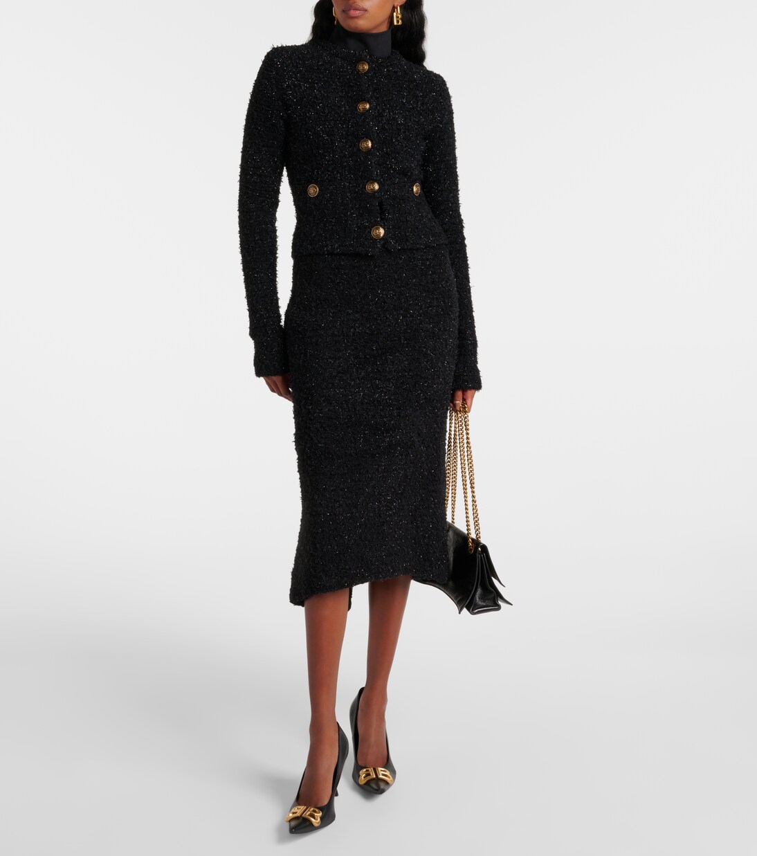 Black Line Detailed Soft Textured Knit Cardigan BCES-252029 - Torrelavega