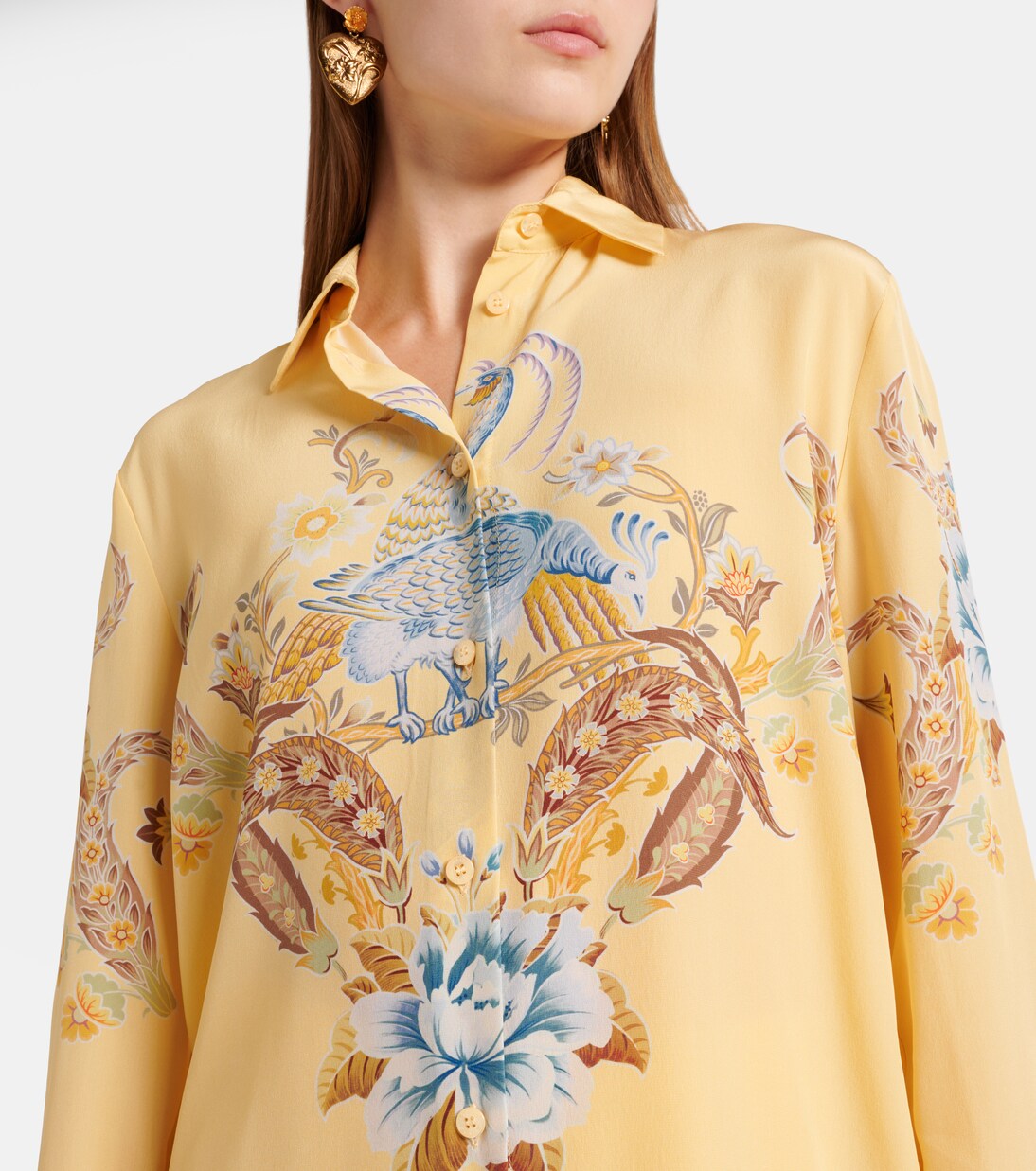 Eeda Silk Striped Tissue Shirt - Brown