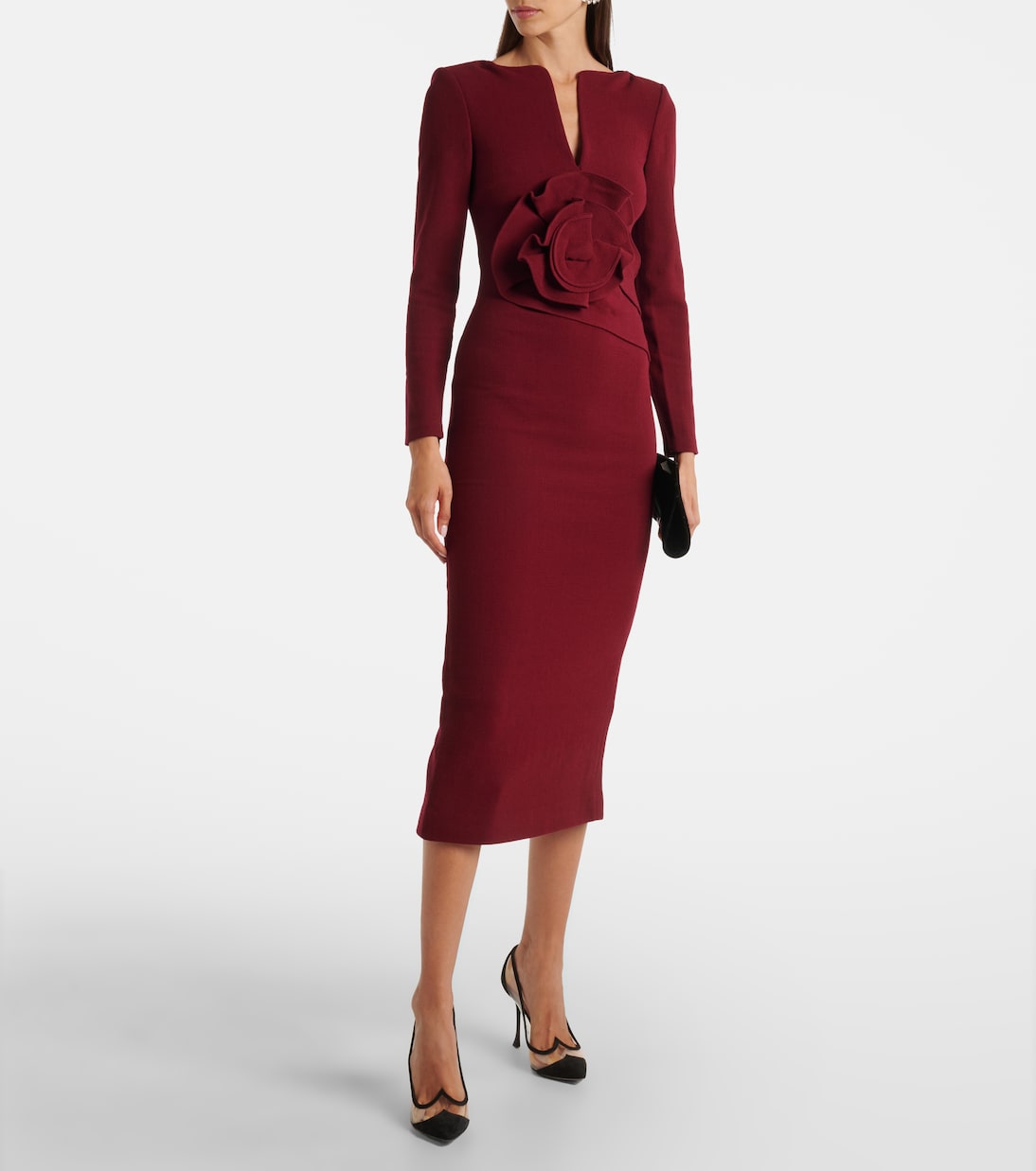 Roland Mouret Sky Blue Textured Wool Crepe Origami Shift Dress M