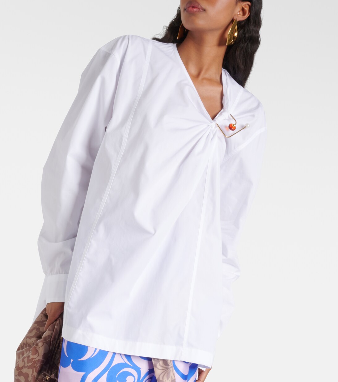 Embellished cotton poplin blouse in white - Dries Van Noten 