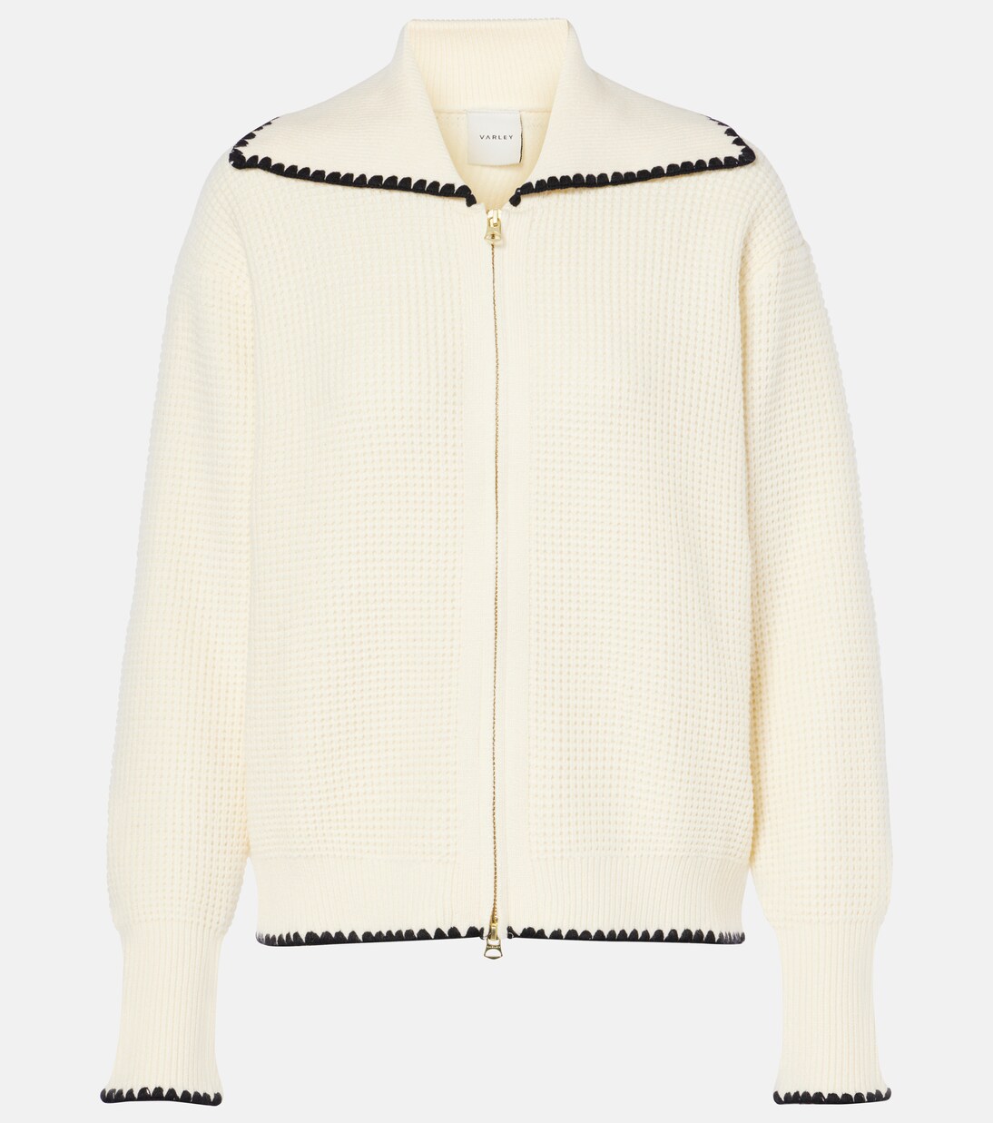 Sibley waffleknit zipup cardigan in white Varley Mytheresa