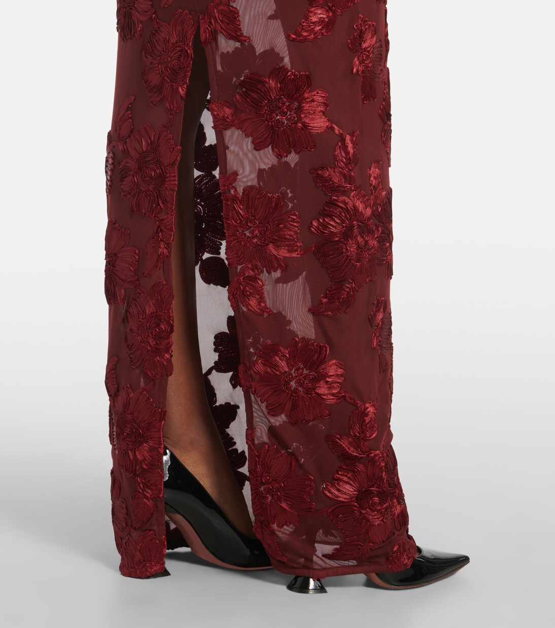 Priestess Flocked Mesh Maxi Dress Red main image 0