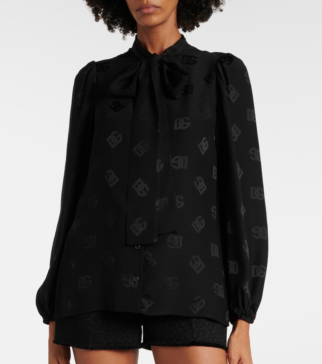 Dolce & Gabbana Dark Green Silk Button Down Long Sleeves Blouse Top main image 0