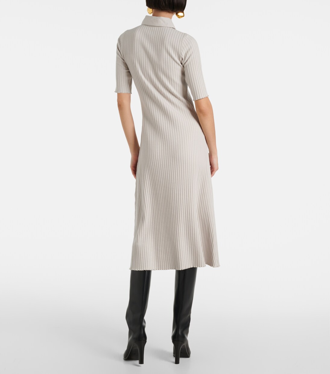 Plus Size Ribbed Knit Polo Dress main image 1