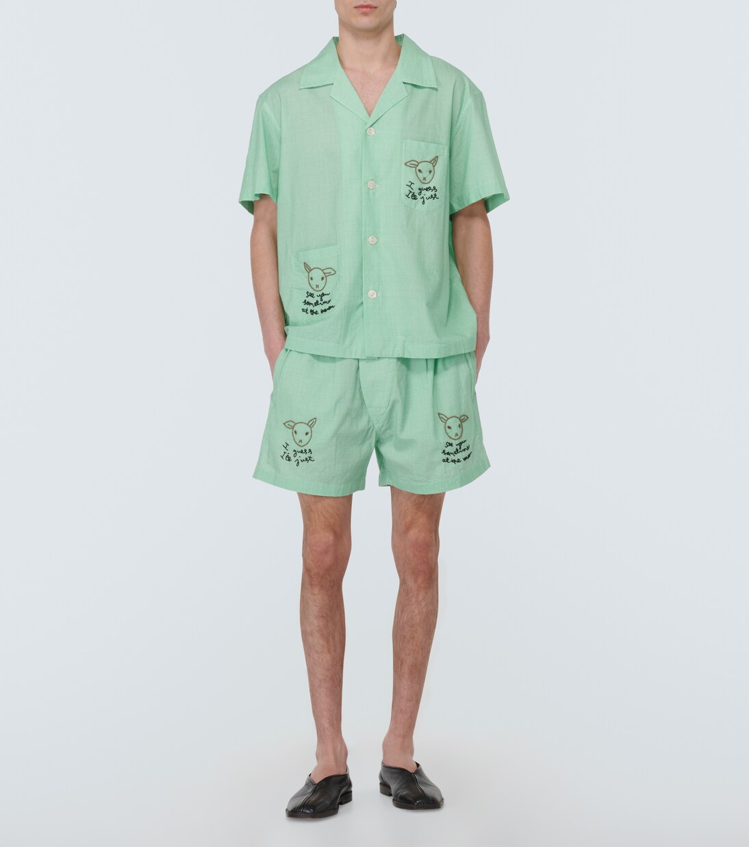 See You At The Barn cotton shirt in green - Bode | Mytheresa