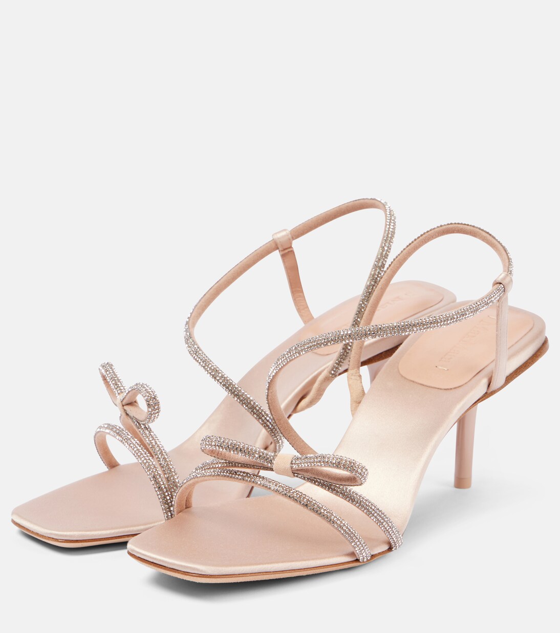 Sandalen Crystalsa aus Satin mit Kristallen in Beige - Max Mara  