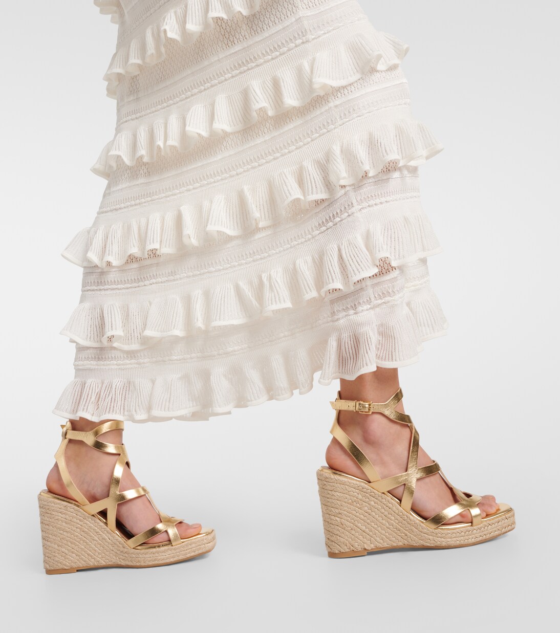 metallic espadrille wedges