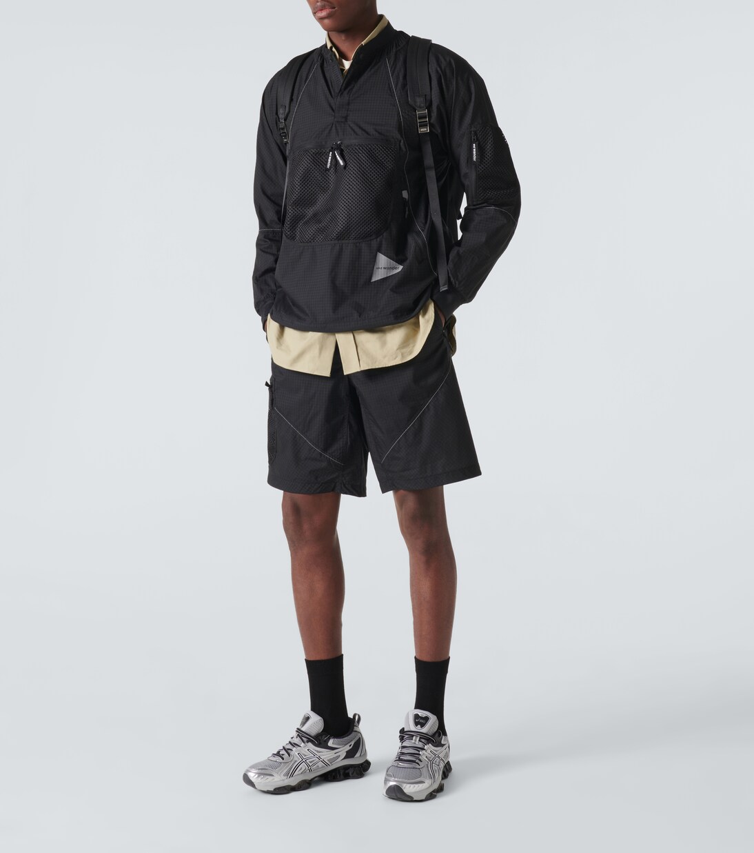 And Wander Sheer Ripstop Short-sleeve Shirt - Black