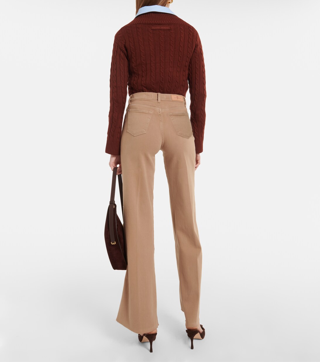 High-Rise Wide-Leg Jeans Lotta in Beige - 7 For All Mankind  