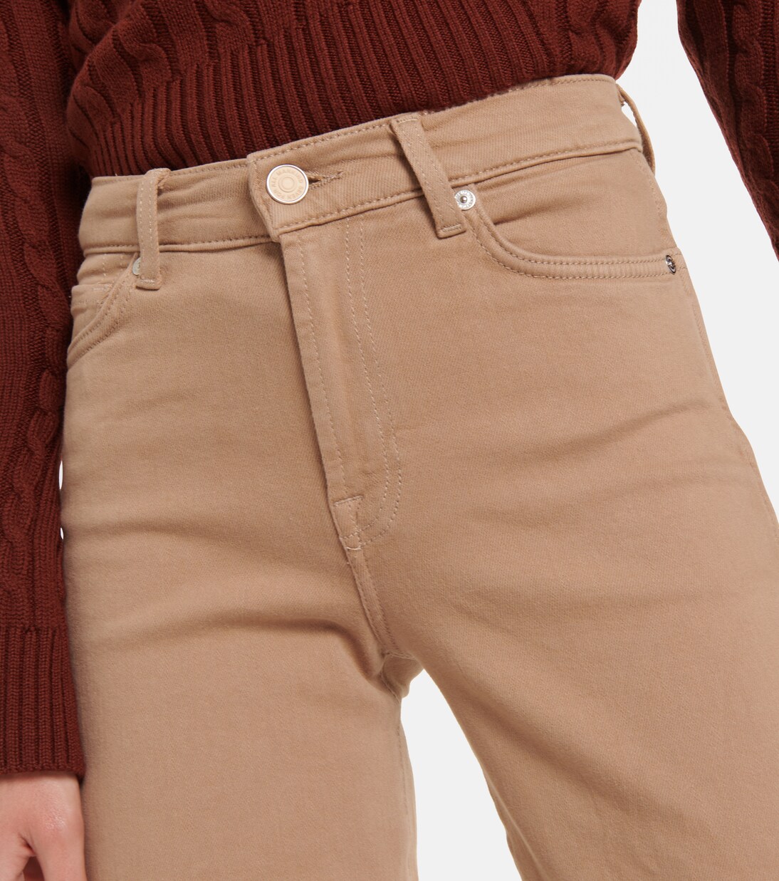 High-Rise Wide-Leg Jeans Lotta in Beige - 7 For All Mankind  