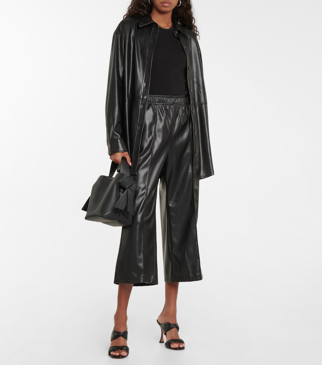 Kel - Metallic croc leather culottes