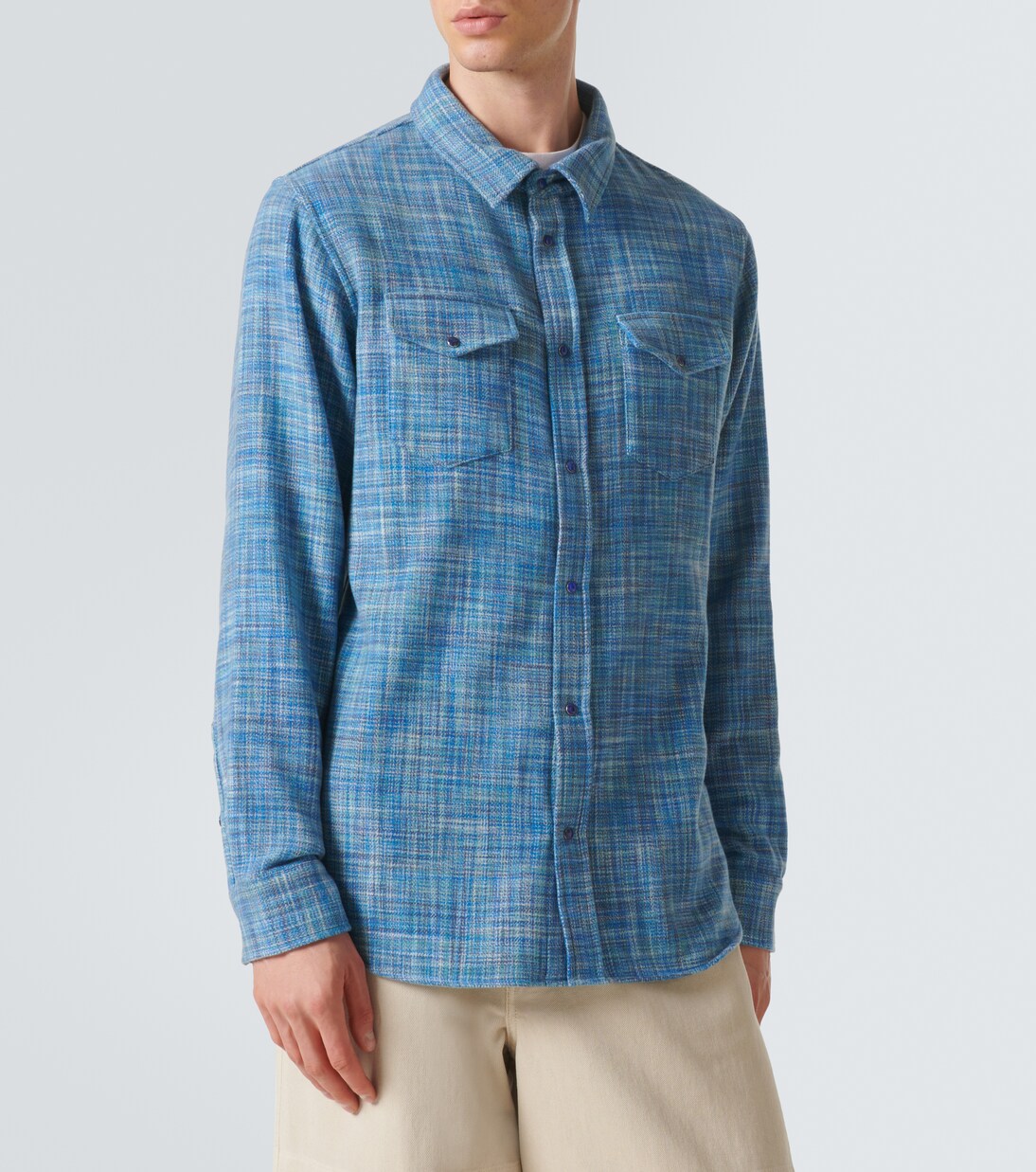 SpaceDyed cashmere shirt in blue Gods True Cashmere Mytheresa