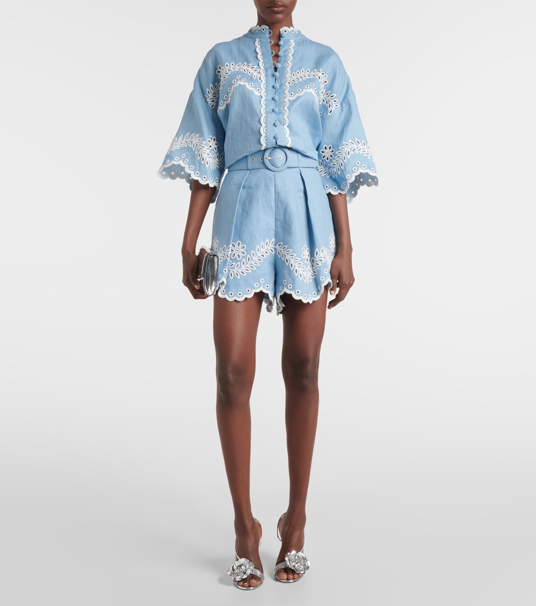 Besticktes Hemd Junie aus Leinen in Blau - Zimmermann | Mytheresa