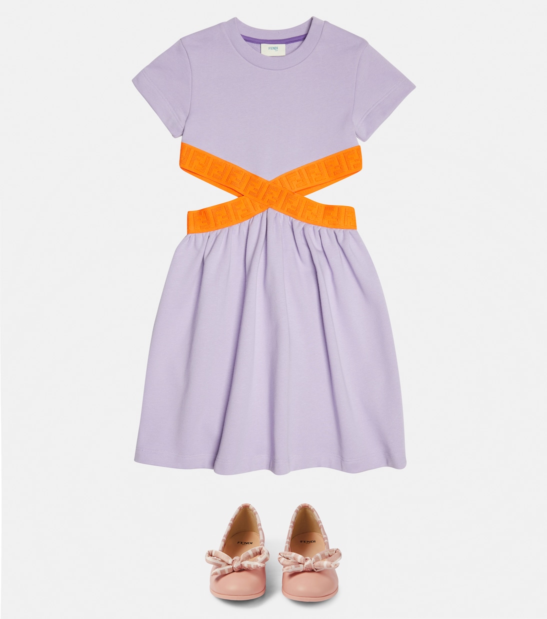 FF cutout cotton T-shirt dress in purple - Fendi Kids | Mytheresa 