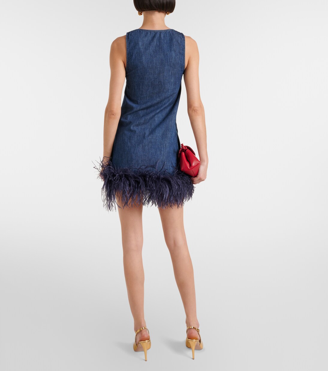 Minikleid aus Denim mit Federn in Blau - Valentino | Mytheresa
