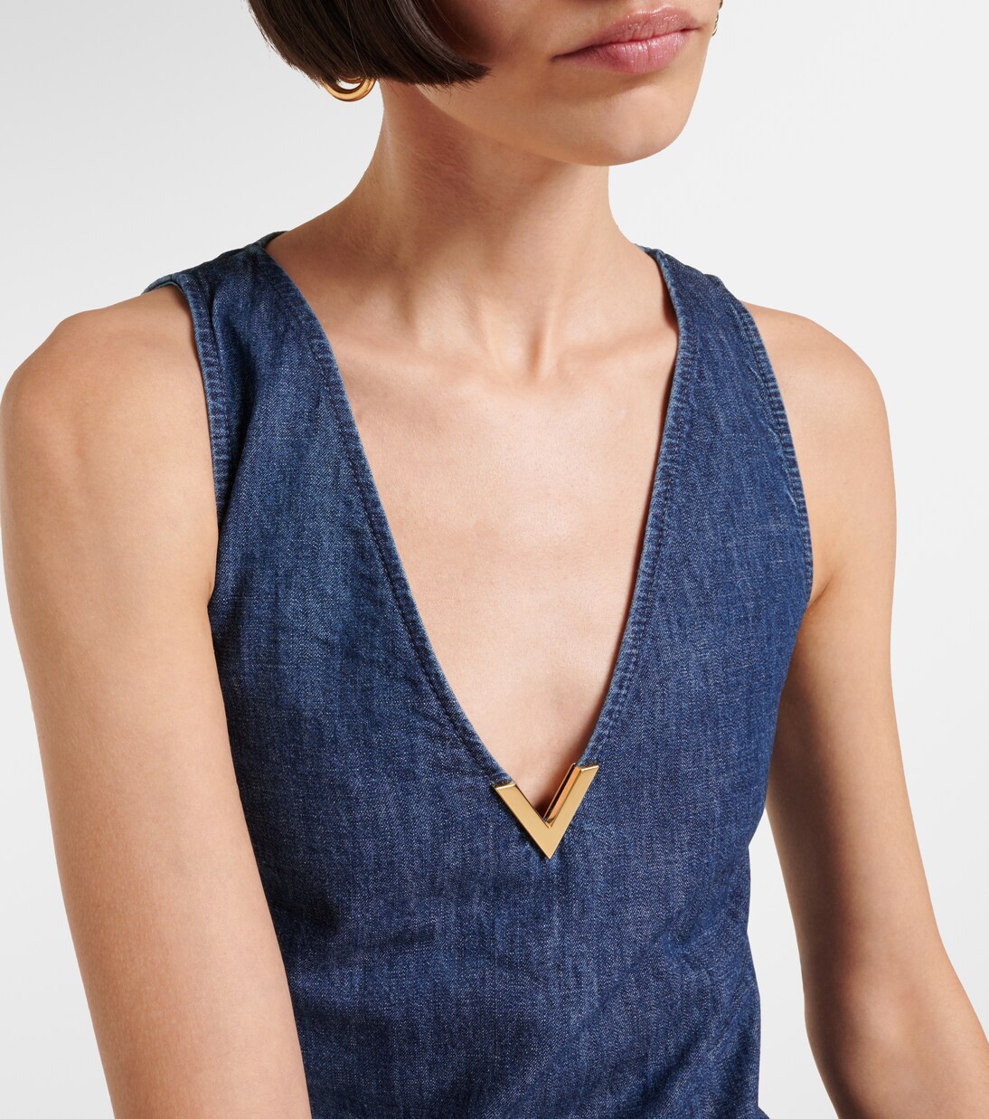 Minikleid aus Denim mit Federn in Blau - Valentino | Mytheresa 