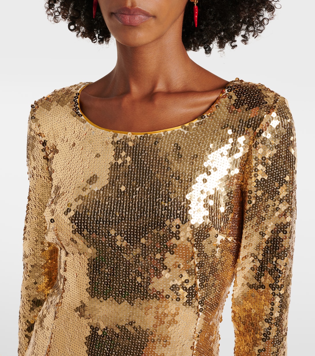 Dolce & Gabbana Gold Sequined Peplum High Waist Skirt main image 1