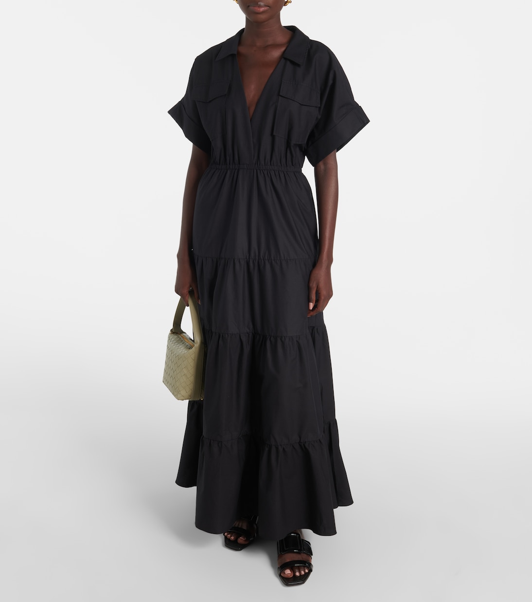 Adriana Stripe Cotton Tiered Maxi Dress