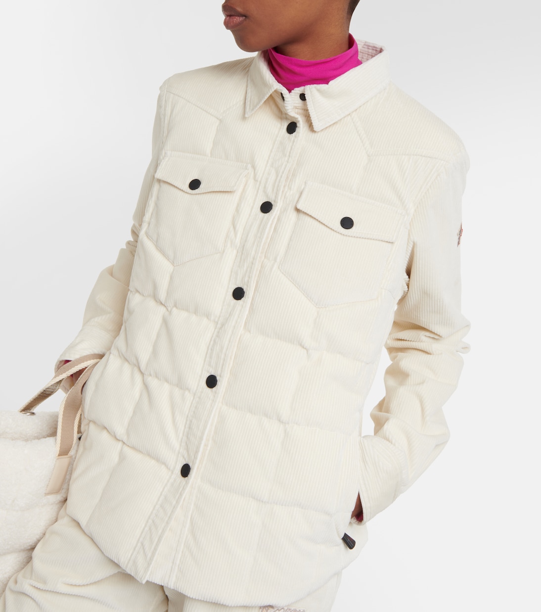 Nangy corduroy quilted shirt jacket in white Moncler Grenoble
