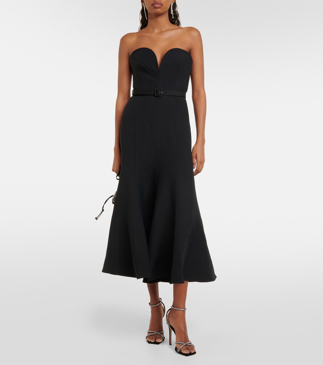 Strapless wool and silk midi dress in black - Roland Mouret  