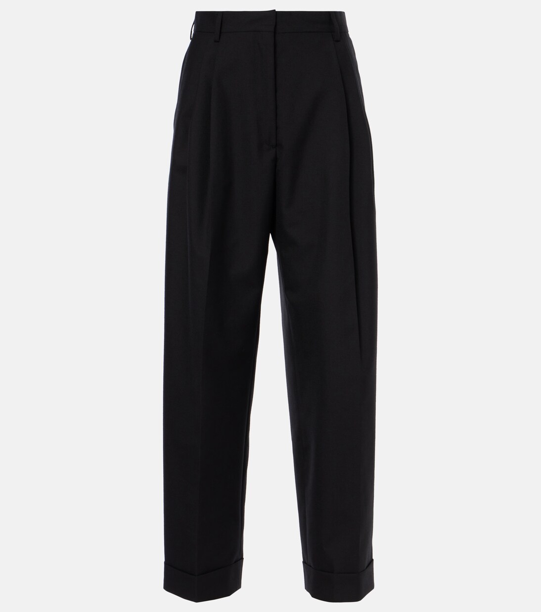 Highrise wool wideleg pants in black Dries Van Noten Mytheresa