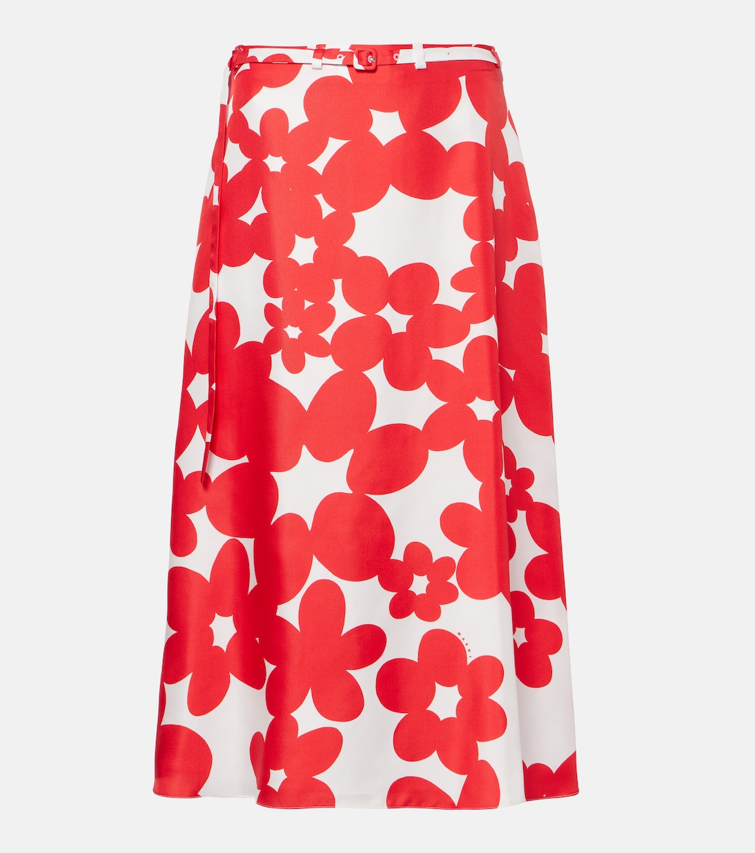Printed silk midi skirt in red Marni Mytheresa