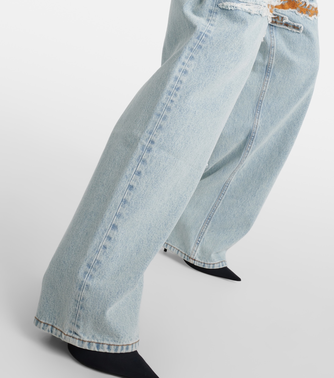 Logo embroidered high-rise wide-leg jeans in blue - Y Project 