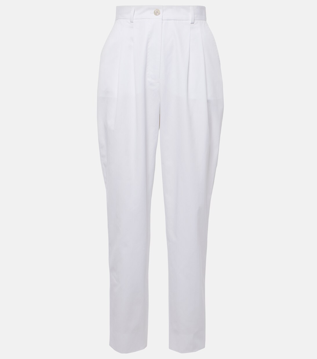 Dolce & Gabbana White Cotton Striped Cropped Pants