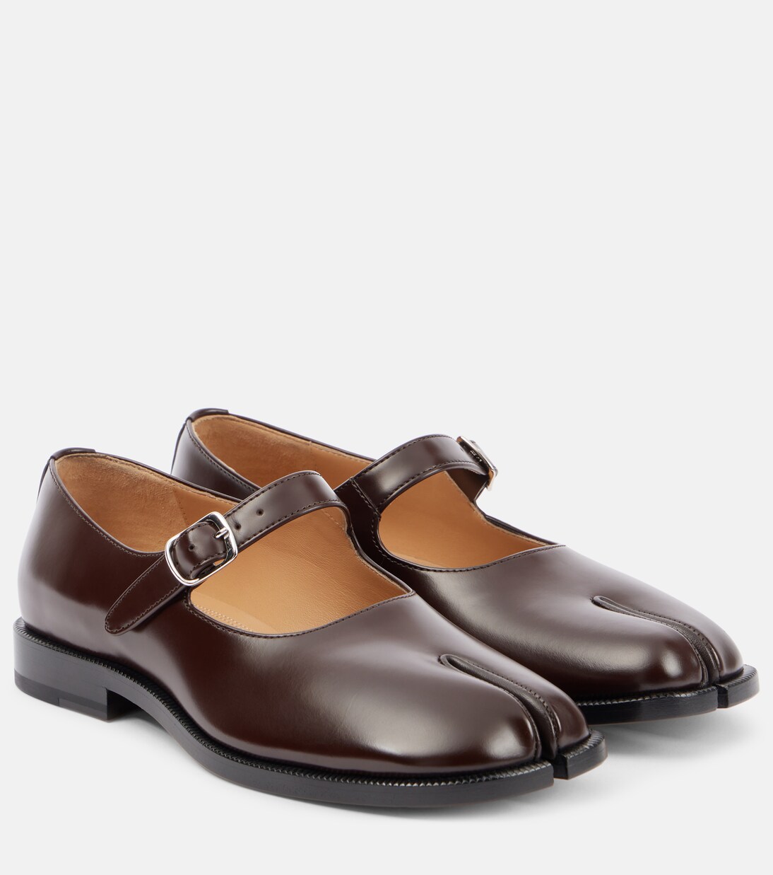 Tabi leather Mary Jane flats in brown - Maison Margiela 