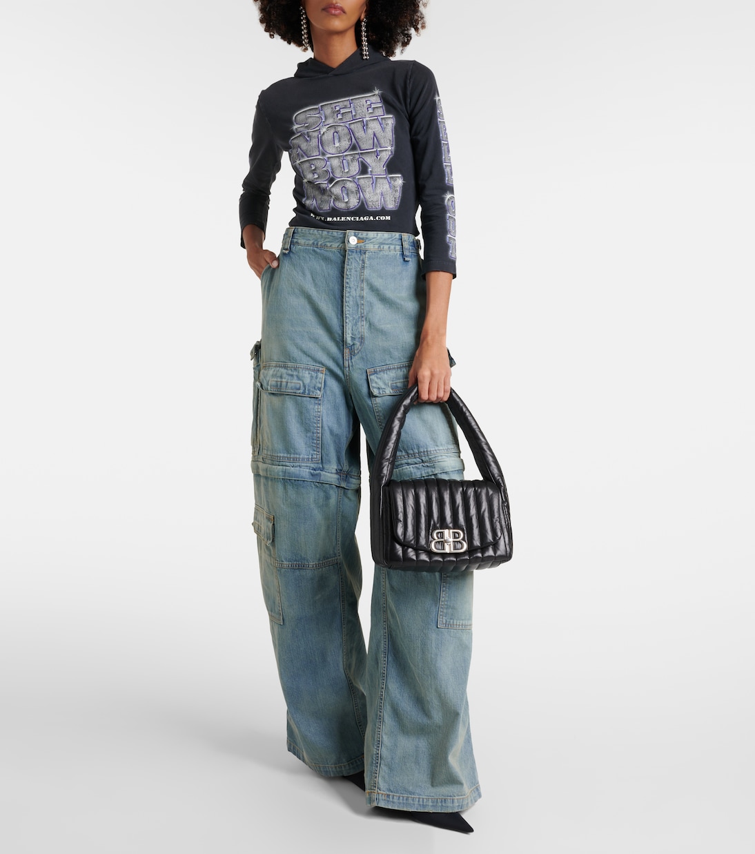 SNBN cotton-blend jersey top in black - Balenciaga | Mytheresa 