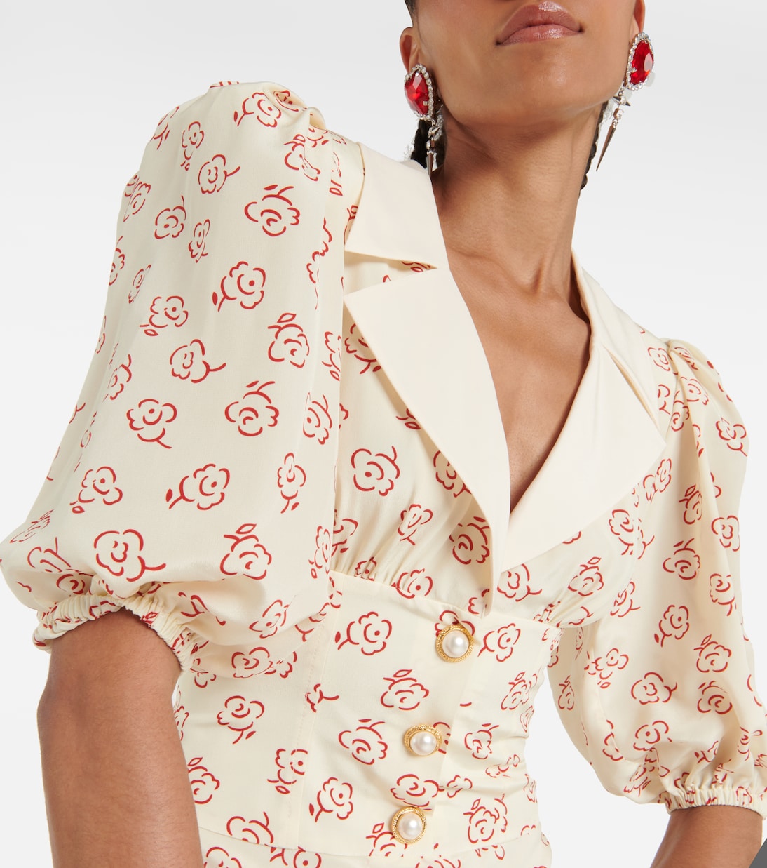 Floral silk midi dress in red - Alessandra Rich | Mytheresa