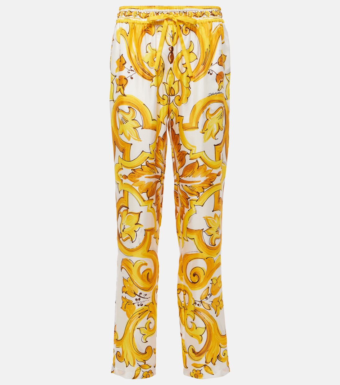 Dolce & Gabbana Black Silk Instrument Mid Waist Pants