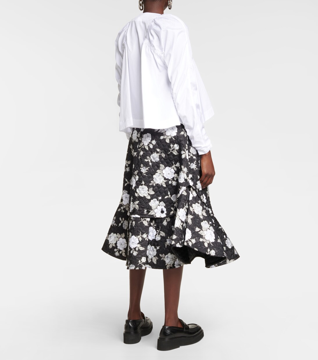 Floral quilted midi skirt | Noir Kei Ninomiya