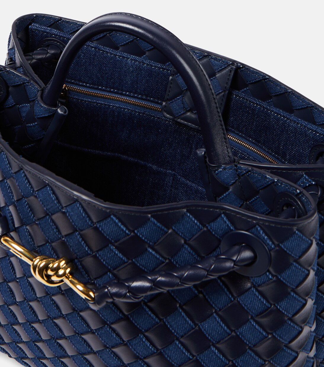 Tote Andiamo Medium aus Leder und Denim in Blau - Bottega Veneta  