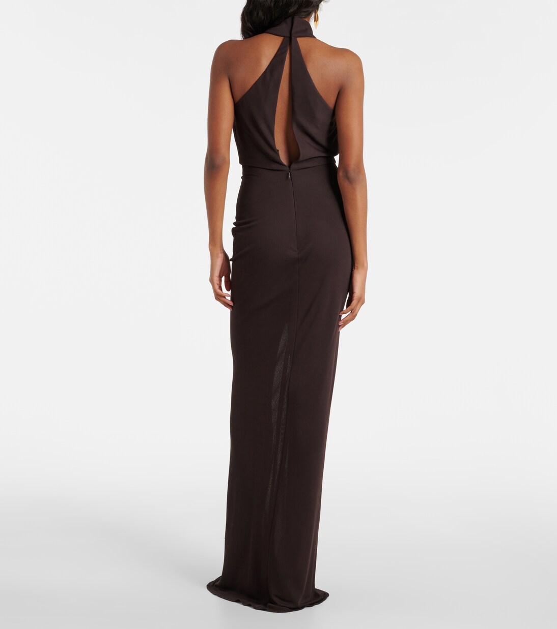 Cutout halterneck sablé jersey gown in brown - Tom Ford | Mytheresa