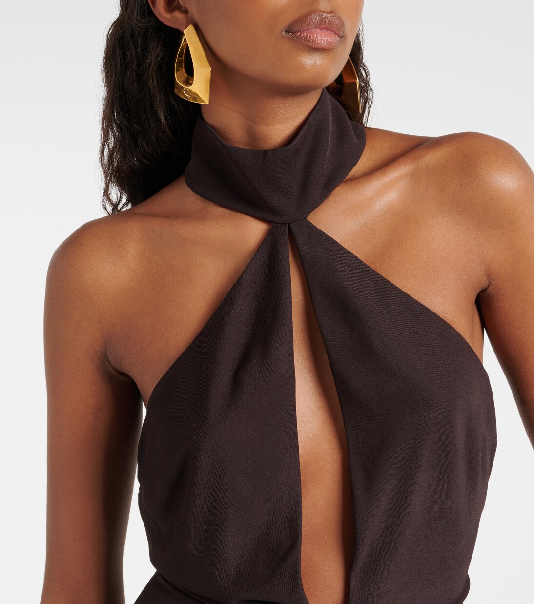 Cutout halterneck sablé jersey gown in brown - Tom Ford | Mytheresa