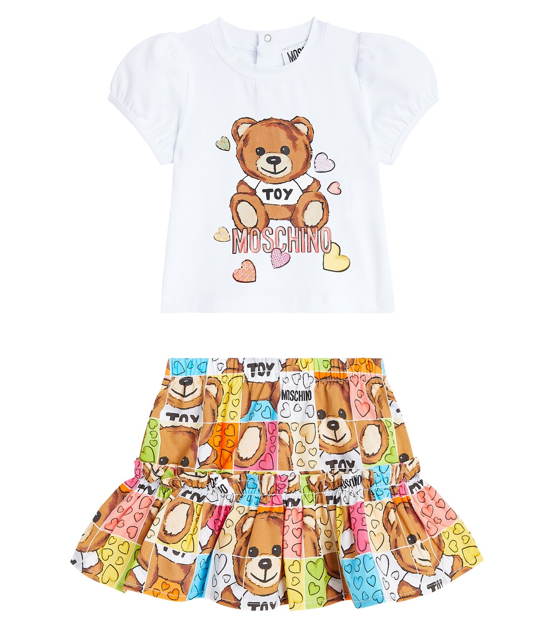 Baby printed cotton T-shirt and skirt set | Moschino Kids