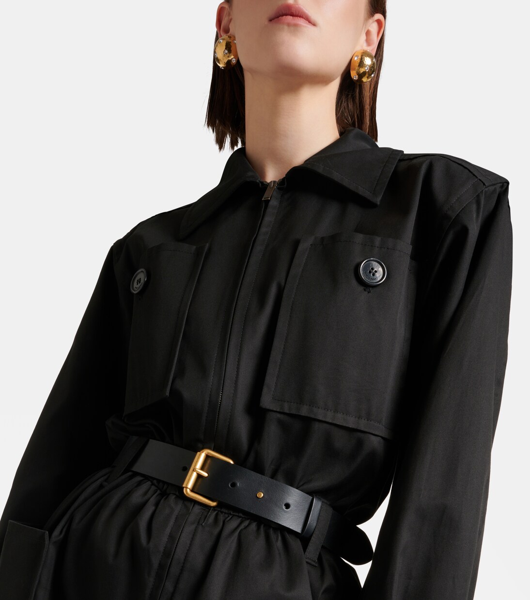 Cotton twill jumpsuit in black - Saint Laurent | Mytheresa